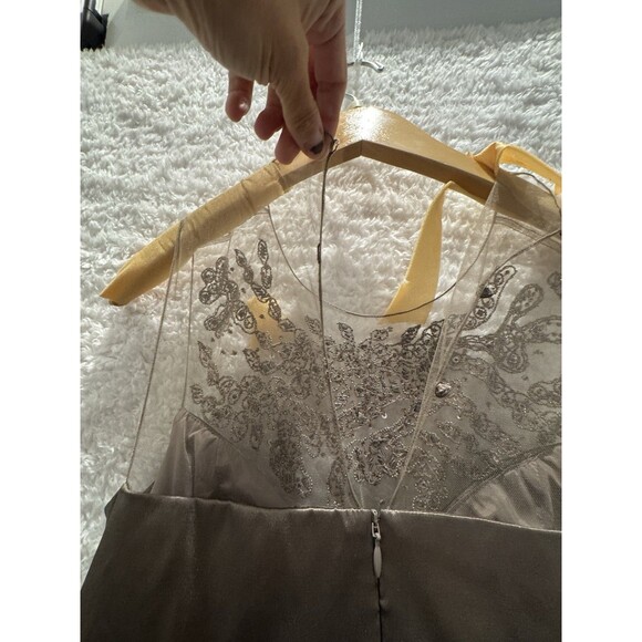 Teri Jon By Rickie Freeman Size 8 Bronze Taupe Evening Gown Mermaid Designer - Picture 7 of 14